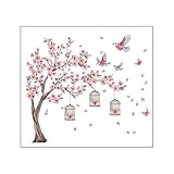Culinavog Adesivi Murali Fiore di Ciliegio Rosa, Adesivo Muro Decorativo PVC, Decorazione Pareti per Camera da Letto, Soggiorno, Cameretta, Studio