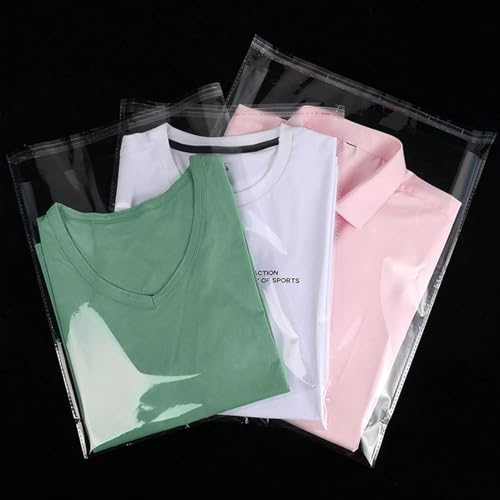 Image of RAAHII 50 piece Plastic packing Transparent Sealable Poly Bags For Saree suit shirt jacket Clothes cover storage in wardrobe Clear Dust & Moisture Resistant Clothing Covers (50, 10X14)