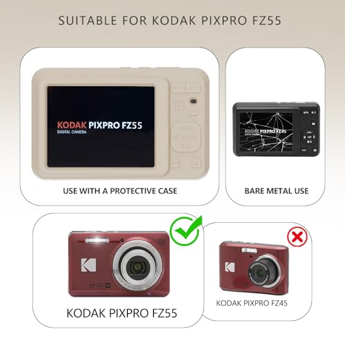 Image of Case for Kodak PIXPRO FZ55,FZ55 accessories,Soft Silicone Protective Case,Comes with 2 Screen Protectors and 1 Wrist Strap - Off white