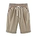 Bermuda Shorts for Women Knee Length Plus Size Elastic Waist Summer Beach Shorts with Pockets Khaki