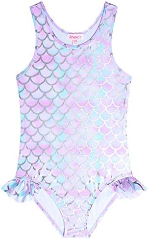 Mermaid Swimsuits Little Girls 6t 7t Bathing Suits Fish Scale Foil Swim Outfits