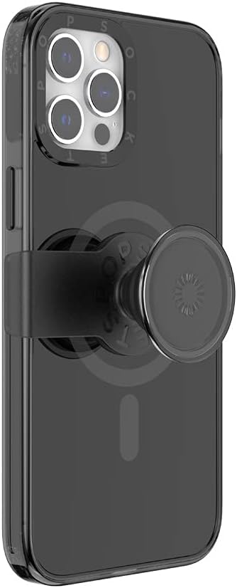 PopSockets iPhone 12 Pro Max MagSafe Phone Case With A Repositionable PopGrip Slide Phone Stand And Grip With A Swappable Top - Black