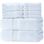 Luxury White Bath Towel Set of 8 Pieces - 100% Turkish Cotton 700 GSM Highly Absorbent Towels for Bathroom, 2 Bath Towels, 2 Hand Towels, 4 Washcloths
