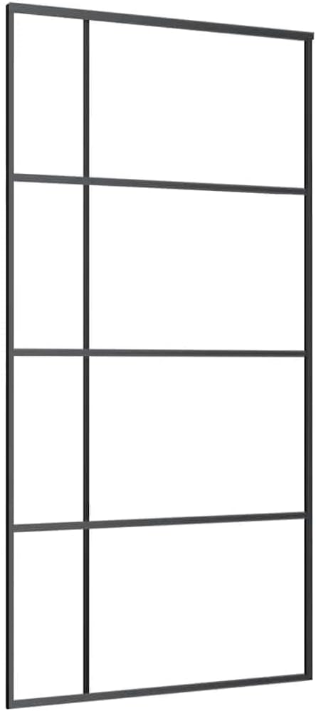 YAFF Sliding Door, Black Aluminum and ESG Safety Glass, 40.4" x 80.7" - Modern Interior Design