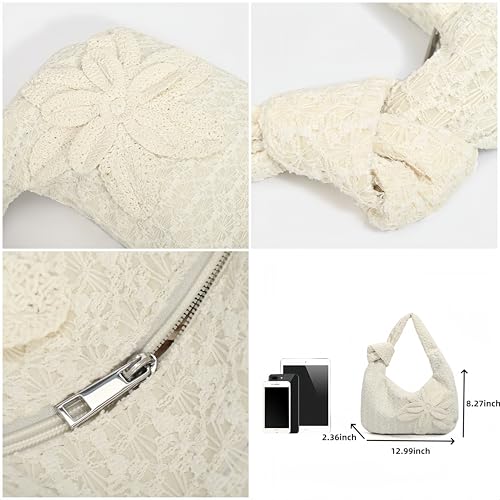 Cottagecore Shoulder Purse for Women Lace Floral Embroidered Handbags Fairycore Aesthetic Fabric Purses3