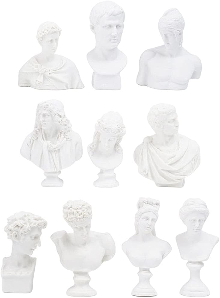 10 Pieces Mini Greek Head Bust Sculptures Drawing Sketch Statues Crafts