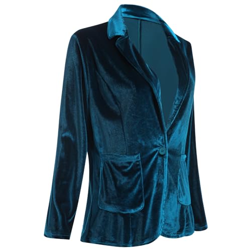 Velvet Blazer Jackets for Women Open Front Long Sleeve Lapel Collar Velvet Jacket Coat with Pockets2