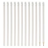 PATIKIL Lápices De Madera Redondos Al Por Mayor, Paquete De 12 Lápices HB Con Goma De Borrar Para Suministros De Oficina, Materiales De Escritura Para Marcado De Ingeniería, Dibujo, Blanco