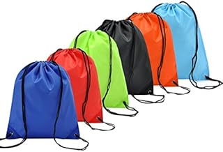 Coolzon Drawstring Backpack Bag Nylon Folding Shoulder Tote Sack Bags for Picnic Gym Sport Beach Holiday School Home Travel Storage Use 6 Pack