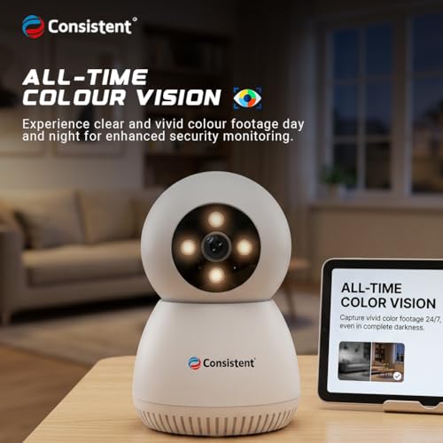 Image of Consistent Wireless Wi-Fi 3MP Indoor MINI Robot Camera, STQC Certified, 360 Smart Home CCTV, AI Human Tracking | All Time Color Night Vision | Alexa Voice Support | Upto 256GB Memory Card Support
