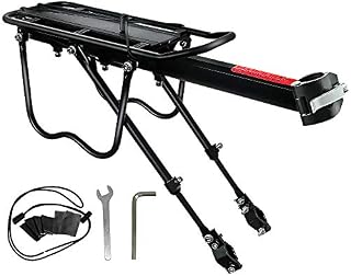 NOCHME Rear Bike Rack Carrier for Panniers Bags, Luggage, Cargo, 50kg Load, Aluminum Alloy Adjustable Mountain Bicycle Back Seat Rack Holder with Reflector for Cycling Camping Touring Sport