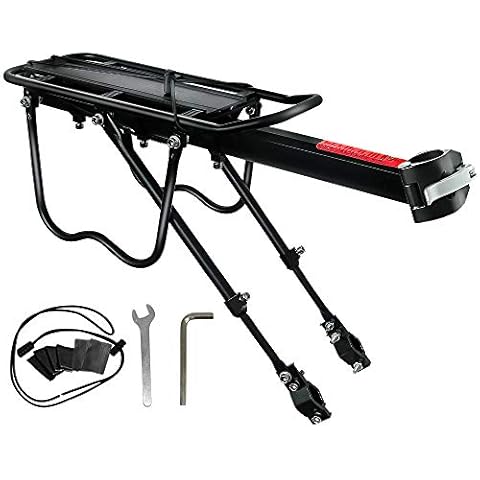 NOCHME Rear Bike Rack Carrier for Panniers Bags, Luggage, Cargo, 50kg Load, Aluminum Alloy Adjustable Mountain Bicycle Back Seat Rack Holder with Reflector for Cycling Camping Touring Sport Cover