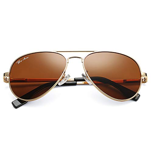 Pro Acme Polarized Aviator Sunglasses for Men and Women 100% UV Protection, 58mm (Gold Frame/Brown Lens)