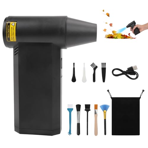 Compressed Air Duster, 3-Speed Adjustable 200,000RPM Electric Air Duster Portable Rechargeable AirBlower Duster with 9 Brushs Cordless Air Dusters for Computer, Keyboard, Outdoor, Home Car