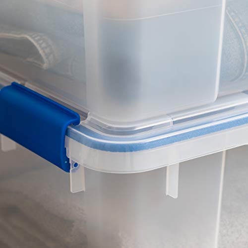 IRIS USA WeatherPro 27 & 44 Qt Storage Bins with Lids, 4 Pack, BPA-Free Plastic Gasket Box with Tight Latch and Seal, Stackable Nestable Tote Tub - Clear/Blue by IRIS USA - Image 7