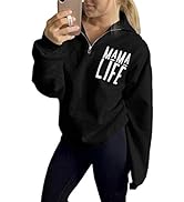 TAIUICY Women Mama Life Zip Up Pullover Sweatshirt Jacket High