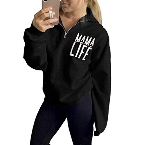 TAIUICY Women Mama Life Zip Up Pullover Sweatshirt Jacket