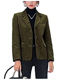 Women's Casual Blazers Business Cardigan Jackets for Office Lady Three Button Corduroy Elegant Blazer Olive Green XL