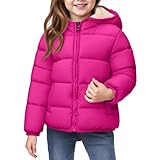 VBGHZXJL Kids Hooded Puffer Jacket Fleece Lined Lightweight Outerwear Zipper Winter Coat For Girls And Boys Girls Fashion (Hot Pink,7-8 Years)