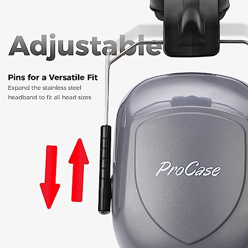 Image of ProCase Noise Reduction Ear Muffs, Sound Proof Ear Protection, NRR 28dB Noise Cancelling Headphones for Adults Kids Autism, Hearing Protection for Shooting Gun Range Mowing -Grey