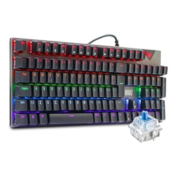 Teclado Gamer Mecânico Rgb Led Abnt2 Switch Blue Antighosting Usb 24 Efeitos Teclas Removíveis Para Pc Ps4 Ps5 Xbox One Series X e S, Knup, Preto