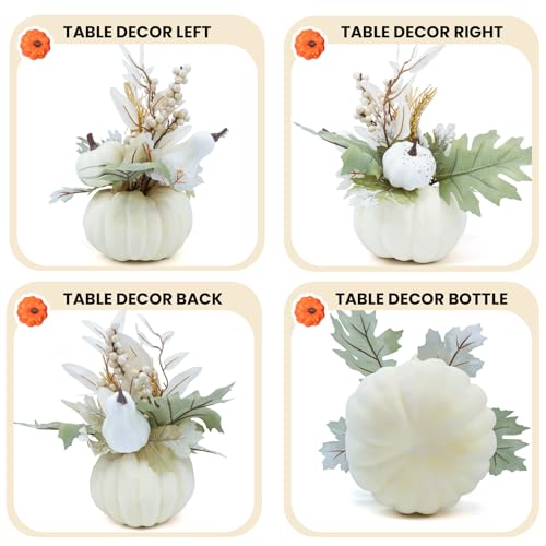 Image of Fall Centerpieces for Tables, Fake Pumpkin Decor for Thanksgiving Table Decorations, Artificial White Pumpkins for Decorating Fall Table Centerpieces for Home Decor Harvest Tabletop Kitchen Party