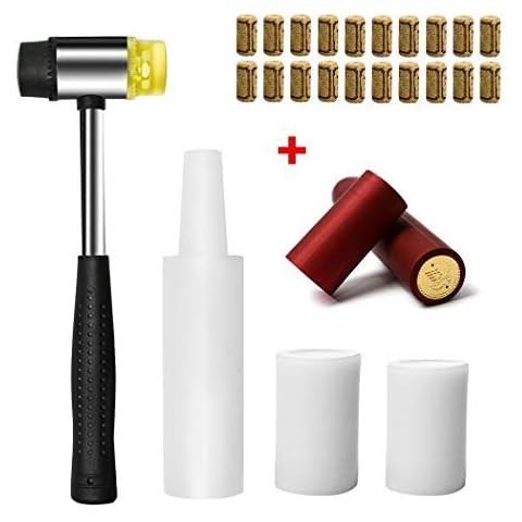 4 Pcs Hand Corker Set,For Standard Wine,Belgian Beer,with 20Pcs Wine Corks and 20Pcs Red PVC Heat Shrink Capsules Cover