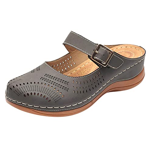 Sabot Donna Pelle Estivi Sandalo Chiuse Davanti Sportive Sandali Ortopediche Comode Nuovi Mules Piscina Eleganti Sughero Pantofole Mare Slippers Trekking Ciabatte Da Spiaggia Slip on Scarpe Con Zeppa