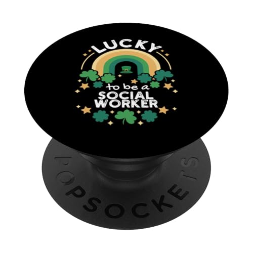 Trabajo de trabajador social afortunado del día de San Patricio Shamrocks Irish PopSockets PopGrip Adhesivo