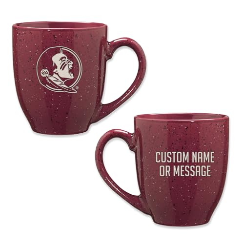 Image of Rico Industries NCAA Florida State Seminoles Maroon Personalized 16 oz Team Color Laser Engraved Speckled Ceramic Coffee Mug