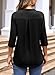 Work Clothes for Women Office,Business Casual Ladies Professional Tops 3 4 Sleeve V Neck Oversized Zipper Breathable Soft Blouses with Leggings Formal Work Office Professional Interview, Black, L