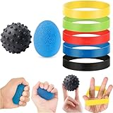 7 Stück Handtrainer Fingertrainer Set – 5 Finger-Widerstandsbänder mit...