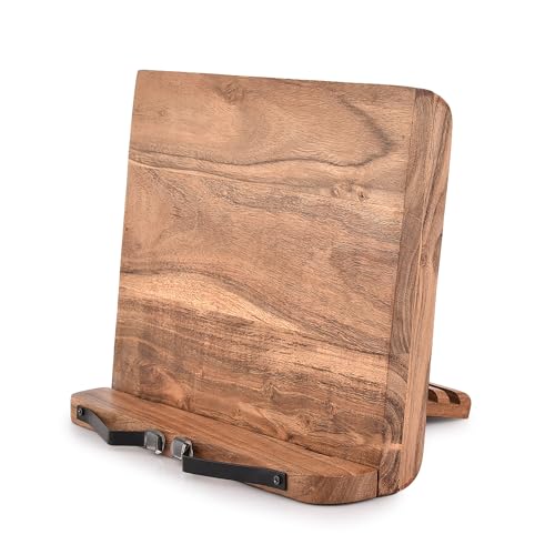 Support de lecture ajustable en bois d'acacia pour livre de cuisine, tablette et musique