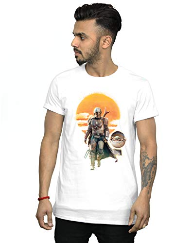 Star Wars Men's The Mandalorian Sunset Poster T-Shirt White XXXXX-Large