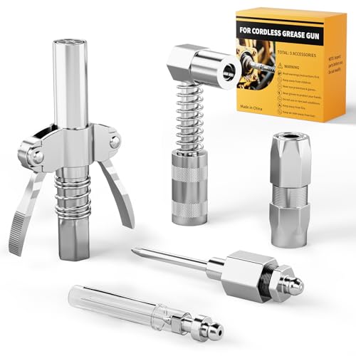Image of DIYtoolifz Grease Gun Accessory Kit, Includes Quick-Release Coupler, 90 Degree Grease Gun Coupler Adapter, 1 /8 inch NPT Grease Gun Coupler, 2 Grease Needle Tips for Cars, Trucks, Machinery & DIY Projects