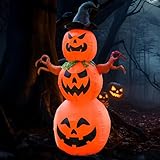 Sunnydaze 7 ft Jack-O-Lantern Scarecrow Pumpkin Inflatable Halloween Decoration - Indoor or Outdoor Use - 3 White LED Lights