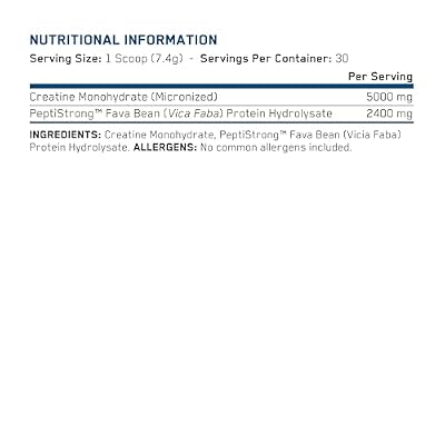 an Performance Creatine Monohydrate + Peptide | Micronized Powder | 5g Creatine, 2.4g PeptiStrong | Vegan, Gluten-Free, Non-GMO | Workout Supplement for Men & Women | Unflavored | 60 Servings