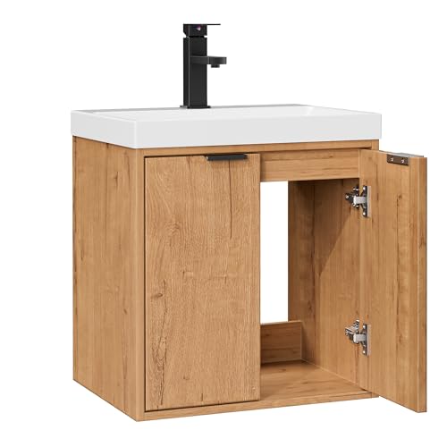 Meuble SDB suspendu 50 cm bois + vasque UEV