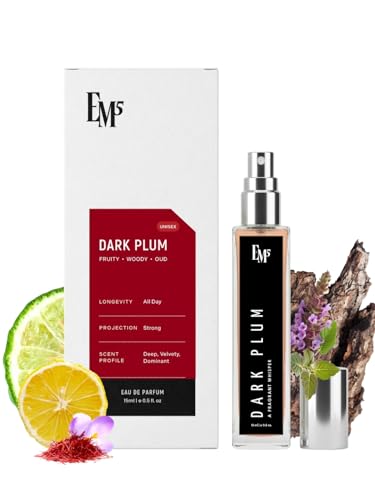 Image of EM5 Dark Plum Unisex Perfume | Fruity Woody Spicy Oud Fragrance | Eau de Parfum Spray | Strong & Long Lasting Scent | Luxury Gift for Him & Her | 15ml
