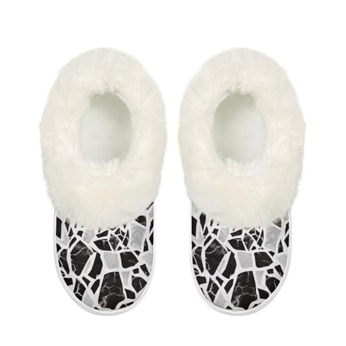 GIFTPUZZ Slippers Fuzzy House Slippers for Women Comfy Slip-on House Shoes with Warm Faux Fur Collar Size 5.5-12.52