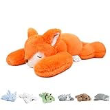Niuniu Daddy Fox Stuffed Sensory Weighted Animal for Kids Adults, 3.3lbs Orange Fox Plush Toys, Heavy Weighted Lap Animals Fox Pillow, Cute Fox Plushie Gift as Pillowfort, Teens Birthday Valentine