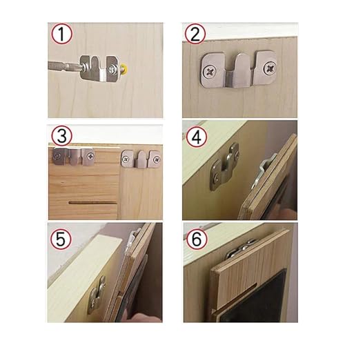 2 Set Stainless Steel Interlock Hanging Buckle Flush Mount Bracket Furniture Connector Wall Picture Frame Hanger(Silver,54*30mm)