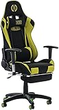 CLP Silla Gaming Turbo En 3 Tapizados Disponibles I Silla Gamer Giratoria & Regulable En Altura, Color:Negro/Verde, Material de Base:Tela