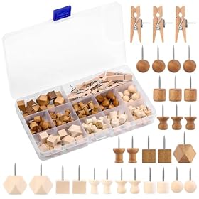 114 chinchetas de madera, 2 colores y 7…