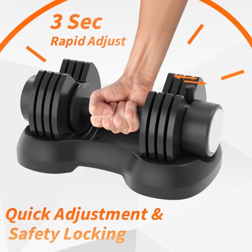 Ativafit 27.5 LBS/66LBS/88LBS Adjustable Dumbbell Set with Anti-slip Handle 12 In 1 Quick Dial Adjustment Weights With Safety Locking Button Space Saving Strength Training for Full Body Home Gym Workout
