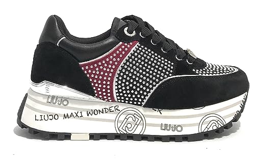 Sneaker Suede Black Liu Jo avec semelle plateforme amortissante et daim noir de qualité supérieure