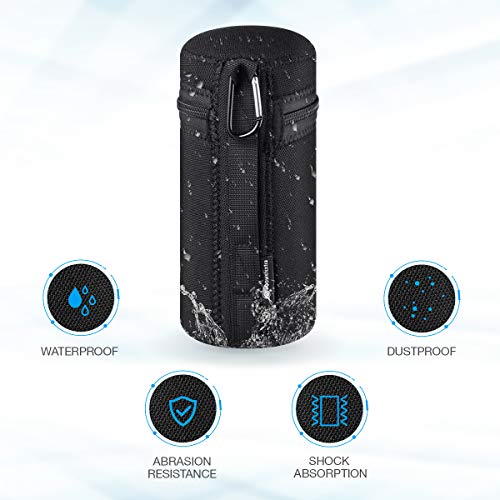 image for Powerextra 4x Zipper Lens Case Lens Pouch Bag with Thick Protective Ne