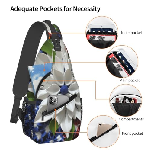 Bolso cruzado con diseño floral patriótico para hombre y mujer miniatura 4