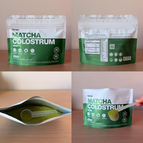 Image of Matcha Colostrum Powder for Women & Men - Grass Fed, Whole Bovine First Day Milking - Non GMO, Soy Free, Keto, Gluten Free - 28 Servings, 3.95 oz - Made in USA