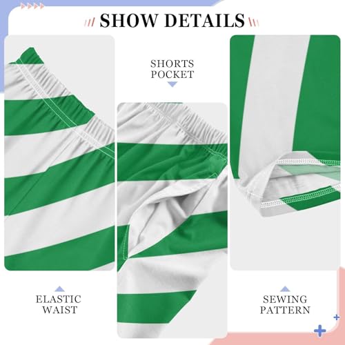 Boys' Pants Green and White Diagonal Lines Long Bottoms Jogger Pants Elastic Waist Trousers with Pockets S-XL4